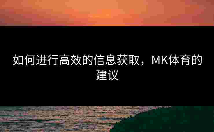 如何进行高效的信息获取，MK体育的建议